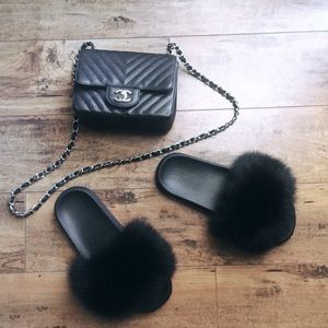 Fur women slides sandals Size 8